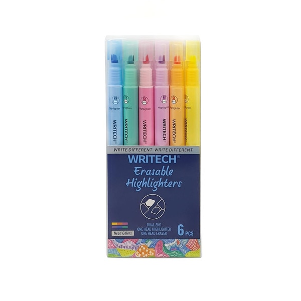 Writech Dual Ended Erasable Highlighter Set Neon Assorted 6 Count